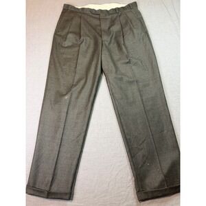 Brooks Brothers 346 Dress Pants Mens 36x29 Grey Cashmere Wool Pleated Cuffed